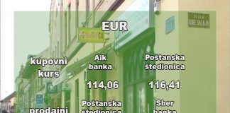 Srednji kurs dinara prema evru iznosi 117,59 dinara za evro