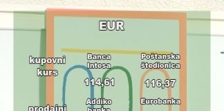 Kursna lista 117,55 dinara za evro