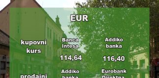 Zvanični srednji kurs 117,58 dinara za evro