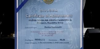 Prvo mesto za zrenjaninsku mušku vokalnu grupu Panonika u Tuzli