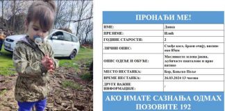 Dvogodišnja Danka Ilić nestala je u utorak oko 13:45 sati u okolini Bora i potraga za njom je u toku