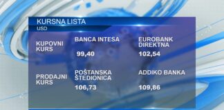 Današnji kurs dinara prema evru