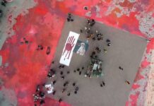 Farbanje trga u Novom Sadu u crveno