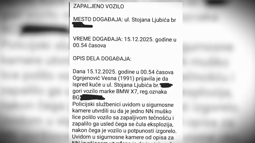 Zapaljen BMW OK 2